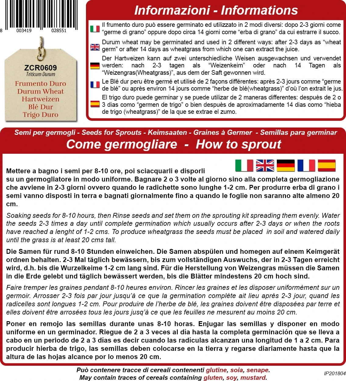 Bio Keimsprossen "Hartweizen", 80 G 1 Bio Keimsprossen "Hartweizen", 80 G