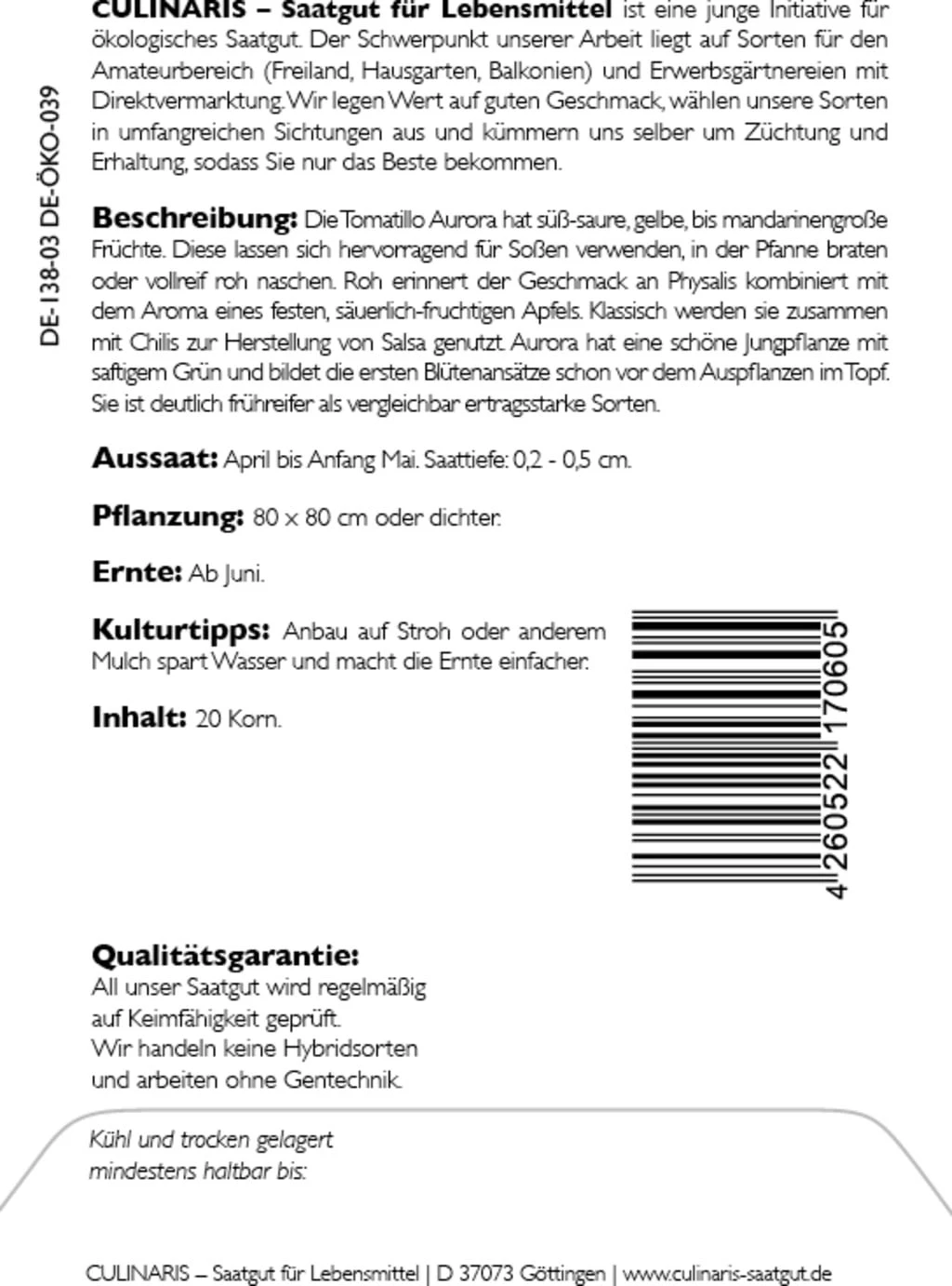 Bio Tomatillo Aurora 2 Bio Tomatillo Aurora – Bild 2