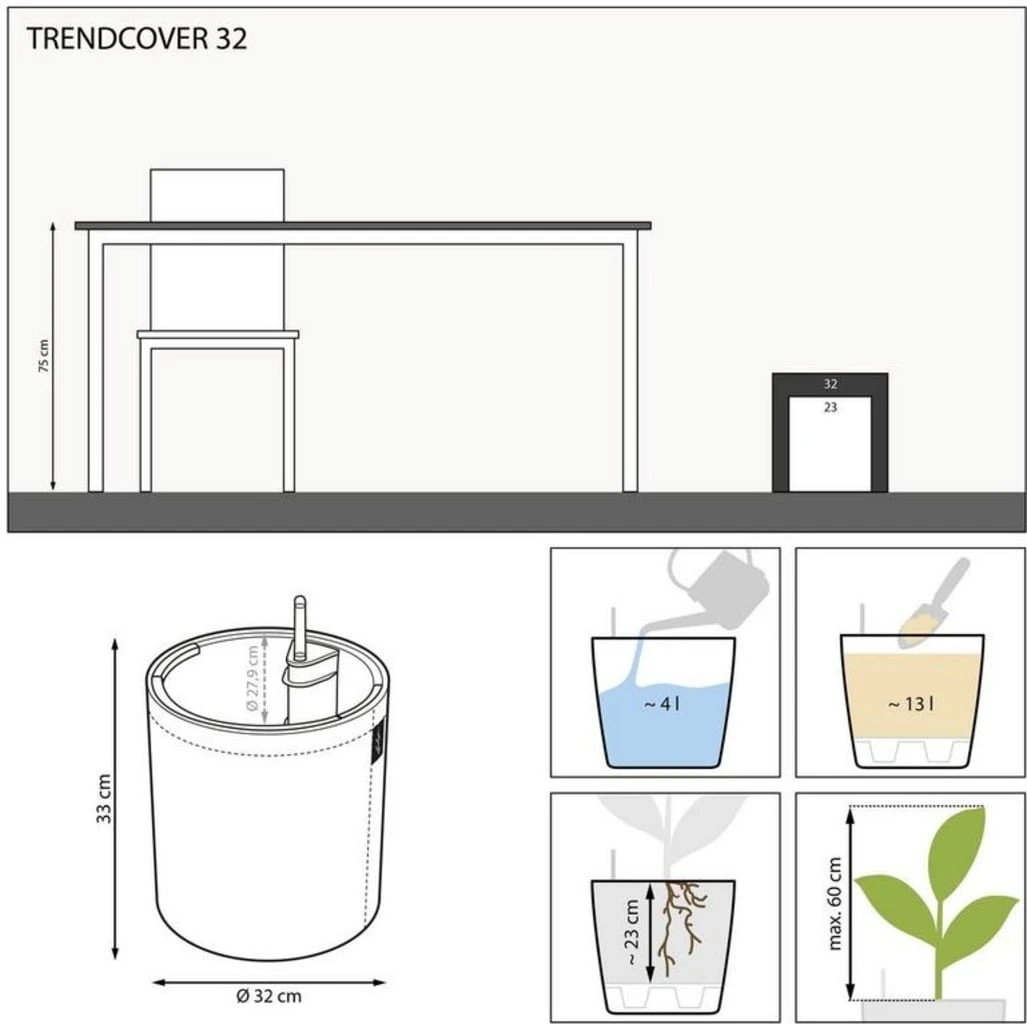 LECHUZA Pflanzgefäß TRENDCOVER "Kork" 32, Dark Natural 2 LECHUZA Pflanzgefäß TRENDCOVER "Kork" 32, Dark Natural – Bild 2